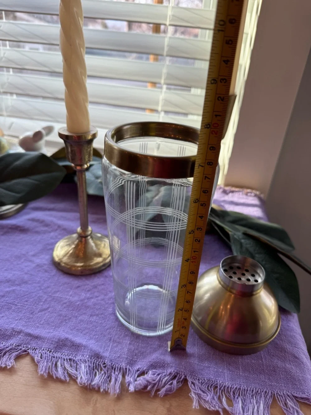 NIB Entertainer Glass Cocktail Shaker Gold MCM Barware Mid Century Modern Retro